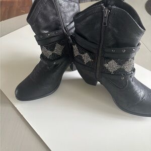 Not Rated Black and Silver Ankle Boots